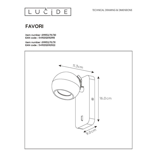 Спот Lucide Favori 09932/11/30