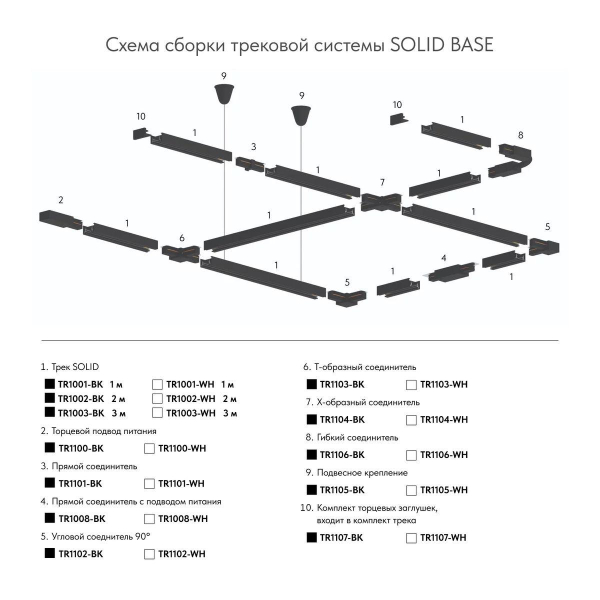 Шинопровод Denkirs Solid Base TR1003-BK/1