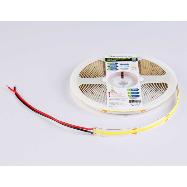Светодиодная лента Ambrella Light GS4753 COB 528Led/14W m/ 24V IP20 6500K/ 5m*10mm*2mm (2 конт.) GS4753