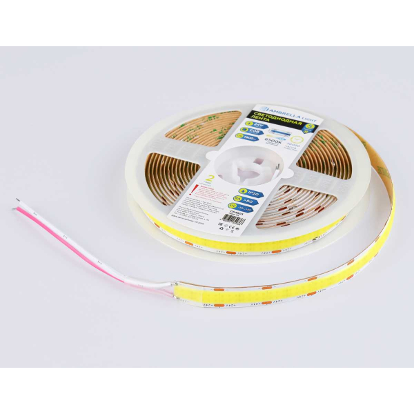 Светодиодная лента Ambrella Light GS4803 COB 616Led/19W m/ 24V IP20 6500K/ 5m*12mm*2mm (2 конт.) GS4803