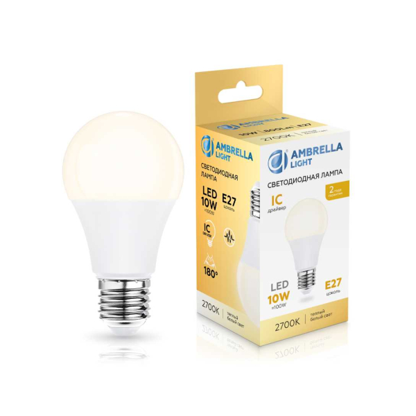 Лампа светодиодная Лон A60 10W 2700K Ambrella light Bulding 601003