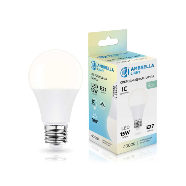 Лампа светодиодная Лон A60 15W 4000K Ambrella light Bulding 601504 Лампа светодиодная Лон A60 15W 4000K Ambrella light Bulding 601504