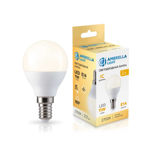 Лампа светодиодная Шар P45 11W 2700K Ambrella light Bulding 451113 Лампа светодиодная Шар P45 11W 2700K Ambrella light Bulding 451113