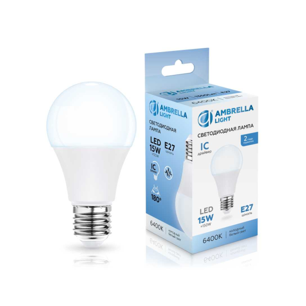 Лампа светодиодная Лон A60 15W 6400K Ambrella light Bulding 601506 Лампа светодиодная Лон A60 15W 6400K Ambrella light Bulding 601506