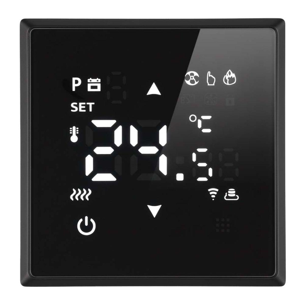 Терморегулятор Wi-Fi (механизм), Stekker, 250В, 3500Вт Эмили, RSW00-5119-05, черный уголь, soft touch 50377