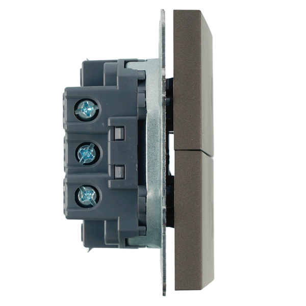 Выключатель 2-клавишный самовозвратный (механизм), Stekker. 250В, 10А Эмили, RSW10-5113-09, антрацит, soft touch 50367