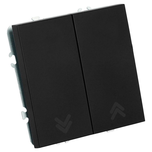 Выключатель 2-клавишный самовозвратный (механизм), Stekker, 250В, 10А Эмили, RSW10-5113-05, черный уголь, soft touch 50327