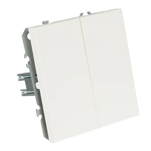 Выключатель 2-клавишный (механизм), СЗК, Stekker, 250В, 10А Эмили, RSW10-5104-01ZK, белый фарфор, soft touch 50231