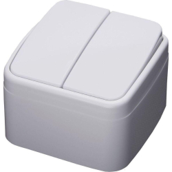 Выключатель 2-клавишный Stekker, PSW10-42-20, открытой установки, 250В, 10А, IP20 Basic, белый 39032