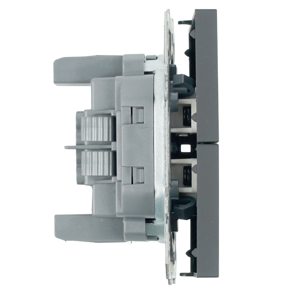 Выключатель 2-клавишный (механизм), СЗК, Stekker, 250В, 10А Эмили, RSW10-5104-10ZK, платиново-серый, soft touch 50239