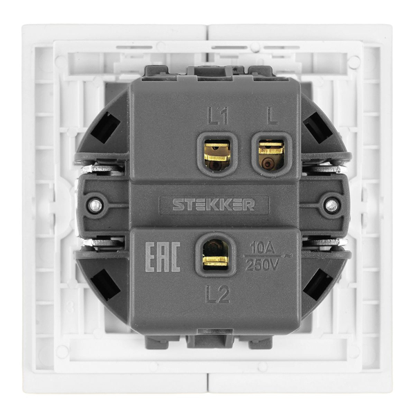 Переключатель 1-клавишный (механизм), Stekker, 250В, 10A Мия, RSW10-3105-01, белая магнолия 50433