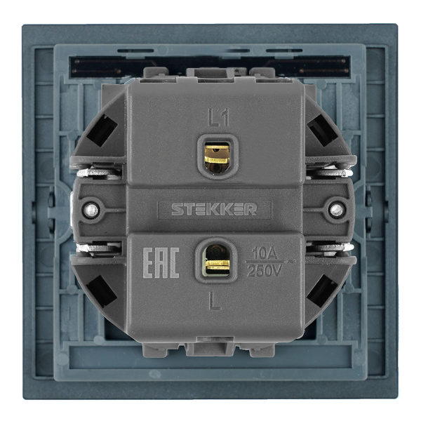 Выключатель 1-клавишный c индикатором (механизм), Stekker, 250В, 10А Мия, RSW10-3101-05, черный бархат 50445