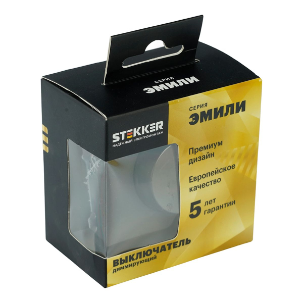 Выключатель диммирующий (механизм), Stekker, 250В, 500W Эмили, RSW10-5106-05, черный уголь, soft touch 49842