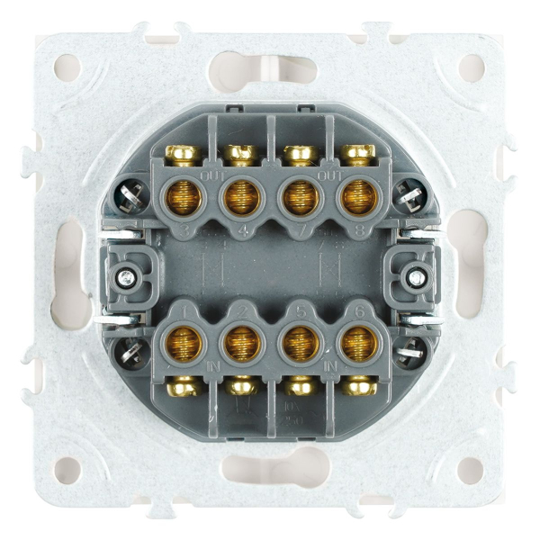 Переключатель перекрестный 2-клавишный (механизм), Stekker, 250В, 10А Эмили, RSW10-5111-01, белый фарфор, soft touch 50162