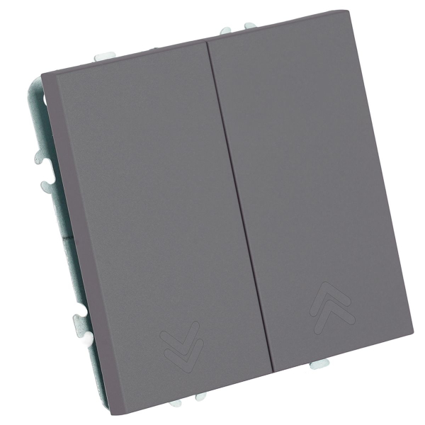 Переключатель 2-клавишный (механизм), СЗК, Stekker, 250В, 10А Эмили, RSW10-5107-10ZK, платиново-серый, soft touch 50241