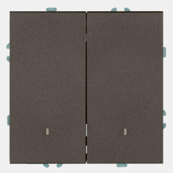 Выключатель 2-клавишный c индикатором (механизм), Stekker, 250В, 10А Эмили, RSW10-5102-09, антрацит, soft touch 49916