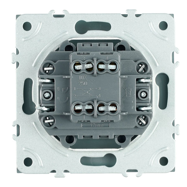 Переключатель перекрестный 1-клавишный (механизм), Stekker, 250В, 10А Эмили, RSW10-5110-09, антрацит, soft touch 49923