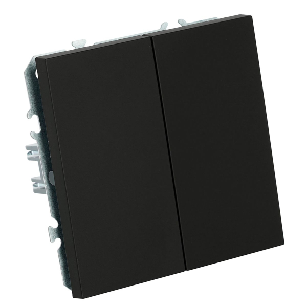 Выключатель 2-клавишный (механизм), СЗК, Stekker, 250В, 10А Эмили, RSW10-5104-05ZK, черный уголь, soft touch 50247