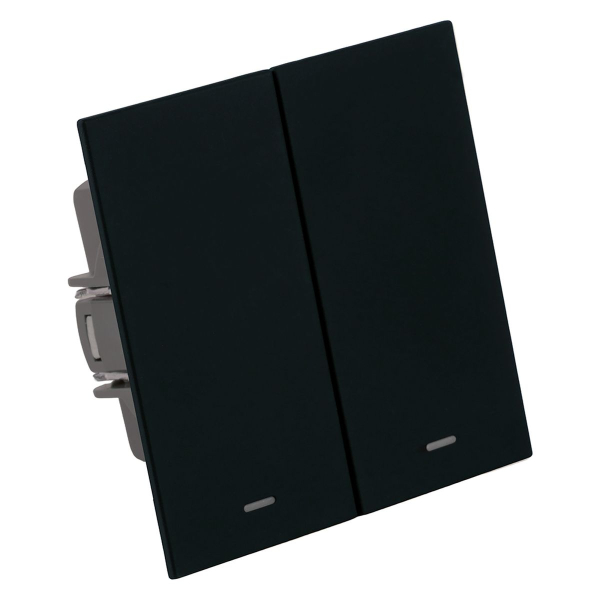 Выключатель 2-клавишный c индикатором (механизм), Stekker, 250В, 10А Мия, RSW10-3102-05, черный бархат 50446