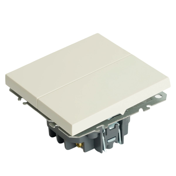 Переключатель перекрестный 2-клавишный (механизм), Stekker, 250В, 10А Эмили, RSW10-5111-01, белый фарфор, soft touch 50162