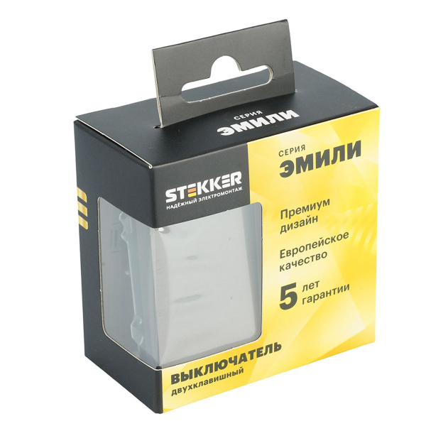 Выключатель 2-клавишный (механизм), Stekker, 250В, 10А Эмили, RSW10-5104-09, антрацит, soft touch 49918