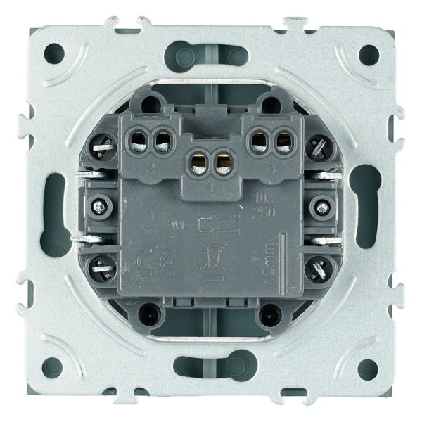 Выключатель 2-клавишный самовозвратный (механизм), Stekker, 250В, 10А Эмили, RSW10-5113-10, платиново-серый, soft touch 50329