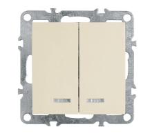 Выключатель 2-клавишный с индикатором (механизм), Stekker, PSW10-9102-02, 250В, 10А Эрна, слоновая кость 39321