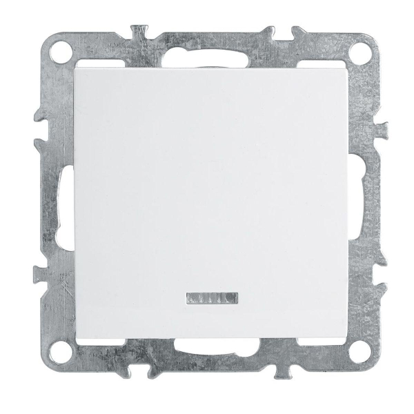 Выключатель 1-клавишный c индикатором (механизм), Stekker, PSW10-9101-01, 250В, 10А Эрна, белый 39309