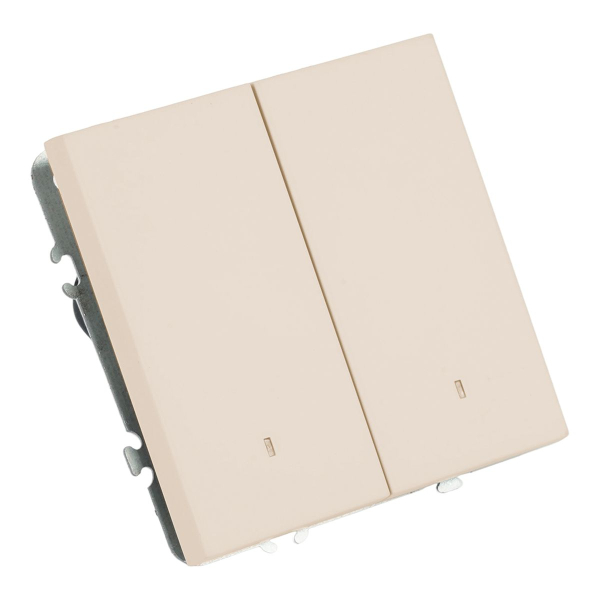 Выключатель 2-клавишный c индикатором (механизм), Stekker, 250В, 10А Эмили, RSW10-5102-08, кашемир, soft touch 49890