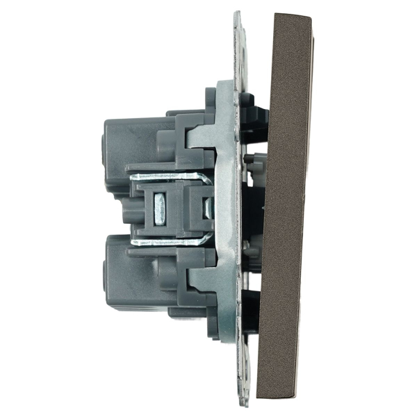 Переключатель 2-клавишный (механизм), Stekker, 250В, 10А Эмили, RSW10-5107-09, антрацит, soft touch 49921