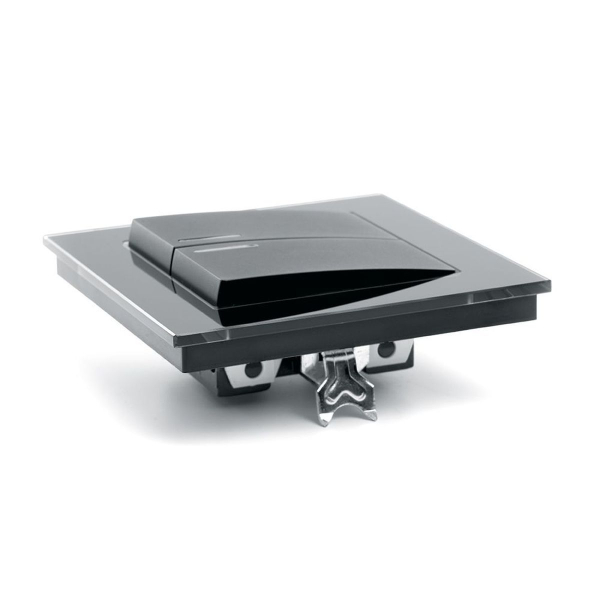 Выключатель 2-клавишный c индикатором Stekker GLS10-7002-05, 250В, 10А Катрин, черный 39504