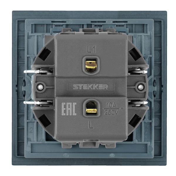 Выключатель 1-клавишный самовозвратный (механизм), Stekker, 250В, 10А Мия, RSW10-3112-05, черный бархат 50574