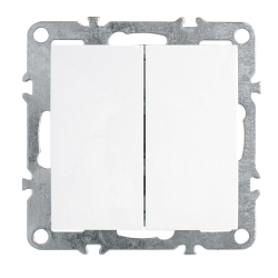 Выключатель 2-клавишный (механизм), Stekker, PSW10-9104-01, 250В, 10А Эрна, белый 39312