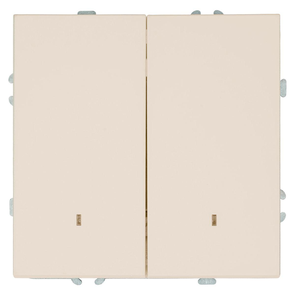 Выключатель 2-клавишный c индикатором (механизм), Stekker, 250В, 10А Эмили, RSW10-5102-08, кашемир, soft touch 49890