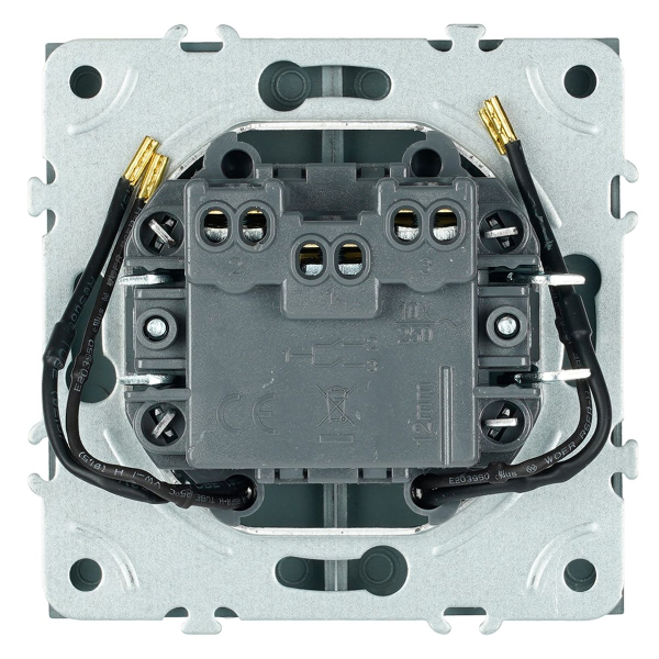 Выключатель 2-клавишный c индикатором (механизм), Stekker, 250В, 10А Эмили, RSW10-5102-09, антрацит, soft touch 49916
