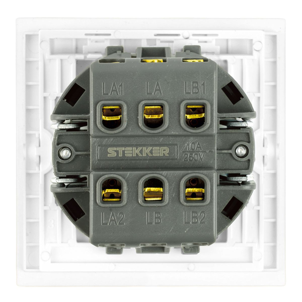 Переключатель перекрестный 1-клавишный (механизм), Stekker, 250В, 10А Мия, RSW10-3110-01, белая магнолия 50569