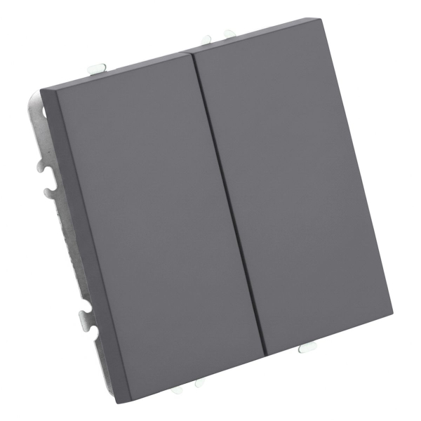 Выключатель 2-клавишный (механизм), СЗК, Stekker, 250В, 10А Эмили, RSW10-5104-10ZK, платиново-серый, soft touch 50239