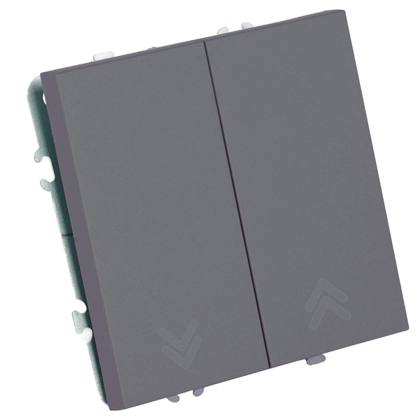 Выключатель 2-клавишный самовозвратный (механизм), Stekker, 250В, 10А Эмили, RSW10-5113-10, платиново-серый, soft touch 50329