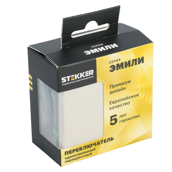 Переключатель перекрестный 1-клавишный (механизм), Stekker, 250В, 10А Эмили, RSW10-5110-08, кашемир, soft touch 49897