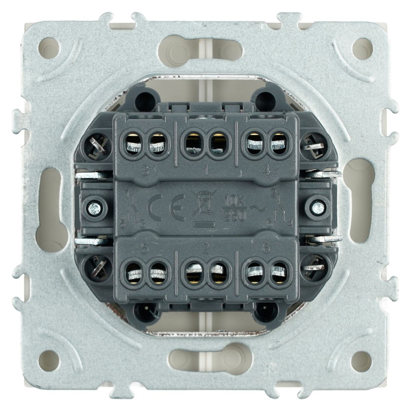 Переключатель 2-клавишный (механизм), Stekker, 250В, 10А Эмили, RSW10-5107-08, кашемир, soft touch 49895